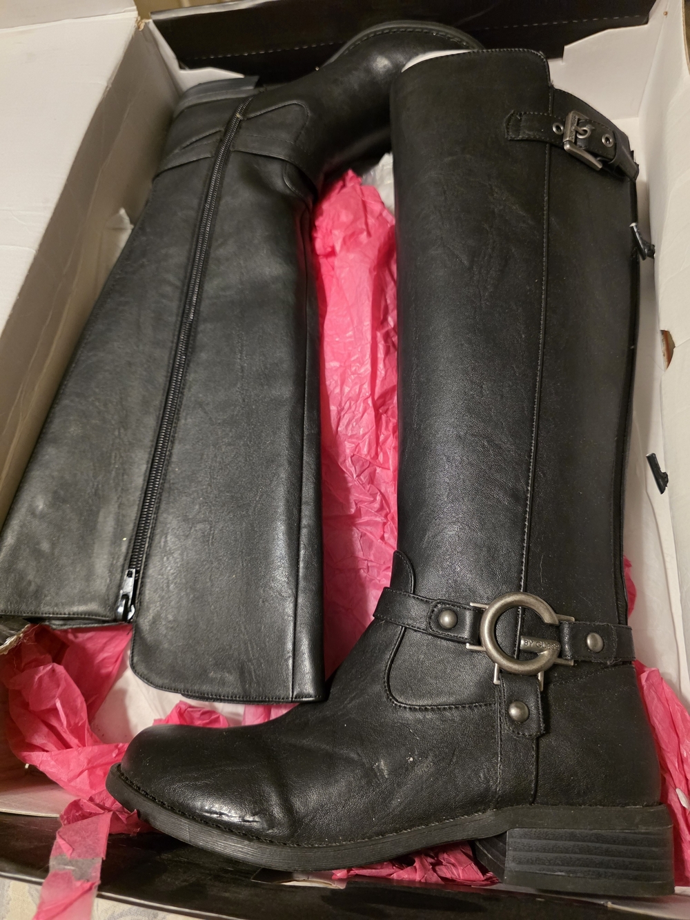 G by Guess Black Knee-High Riding Boots with Buckle